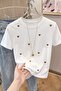 تي شيرت إكرو مطرز بقلب وياقة دائرية عادية وأكمام قصيرة 100% قطن محبوك TWOSS26TS00358 - 2