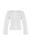 Ekru Düz Fitted V Yaka İspanyol Kol Crop/Kısa Pamuklu Esnek Örme Bluz TWOAW27BZ00079 - 7