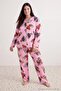 Pembe Leopar Baskılı Gömlek Yaka Örme Büyük Beden Pijama Takımı TBBAW27AI00004 - 3