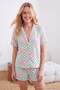Green-Multicolor Animal and Checker Pattern Viscose Woven Pajamas Set Thmss26Pt00136 - 2
