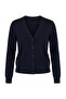Wardrobe Essentials Lacivert Yünlü V Yaka Vatkalı Oversize Triko Hırka TWOAW27HI00144 - 6