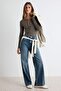 Koyu Mavi %100 Pamuk Yüksek Bel Ekstra Wide Leg Jeans TWOAW27JE00075