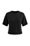Siyah Soft/Yumuşak Dokunuşlu Dikiş Detaylı Reglan Kol Bele Oturan Örme T-Shirt TWOAW27TS00035 - 5