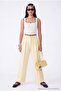 Açık Sarı Wardrobe Essentials –Gabardin Crop Wide Leg Pantolon TWOSS26PL00024 - 4
