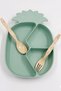 Green Baby Food Plate Set with Pineapple Figure and Compartments - Spoon and Fork Set Bpa-Free - 4