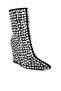 Women Diamante Slim Wedge Heel Boots in Black - 2