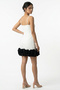 Women's Rope Strap Lined Skirt Satin Draped Short Crepe Dress - 4