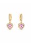 Brass Gold Pink Color Zircon Stone Heart Model Women's Earrings