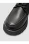 Genuine Leather Black Lace-Up Women's Loafer Shoes - 7