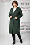 Plus Size Women's Summer Viscose Anti-Sweat Combed Cotton Long Khaki Mother Tunic Stone-Studded Cardigan