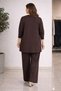 Women's Middle Age and Above Plus Size Kupra Tunic Trousers Mom Set 25548 - 6