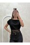 Women's Sandy Fabric Lace Detailed Off-Shoulder Blouse 205 - 6