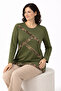 Women's Middle Age and Above Laser Print Patterned Mother Combed Cotton Blouse 30581 - 4