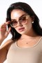 Women's Beige Oversize Uv400 Protected Sunglasses Brown Glass 51 Ekartman 23019 C21 - 5