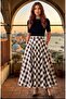 Women's Brown Hijab Plaid Patterned Long Skirt
