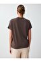 Acı Kahve Off-Shoulder Round Neck Knitted T-Shirt - 4