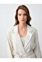 Stone Straight Cut Long Sleeve Woven Linen Blend Jacket - 5