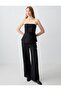 Black 100% Linen Slim Fit Strapless Blouse - 2