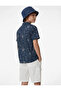 Patterned Turn-Down Collar Navy Blue Boy's Shirt 6Skb60112Tw - 2