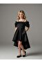 Girl's Shoulder Detail Satin Short Front Long Back Evening Dress - 3