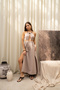 Bunina Lace Bead Detail Mink Long Dress - 4