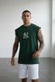 Men's Green Ny Printed Oversize Sleeveless T-Shirt - 3