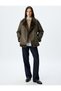 Zippered Pocket Comfortable Fit Collar Faux Fur Detailed Faux Leather Biker Jacket - 2