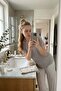 Round Neck Short Sleeve Pajama Set Gray-512221 - 2