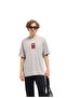 Men's Grey Oversize Bold Graphic abstract Print Crew Neck T-shirt for Effortless Style and Comfort