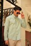 Slim Fit Long Sleeve Lycra Striped Collar Buttoned Gift Boxed Men's Shirt Fs-003669 - Green - 4