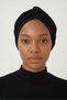 Glittery Pique Cross-Strapped Lined Black Ready-Made Turban Hijab Bonnet Suitable for Medical Use Evening Dress - 6