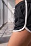 Women's White-Black Raglan Short Sleeve Fitted Bodysuit Shorts Set - 3