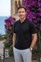 Men's Polo Collar Buttoned Pocket Short Sleeve Black T-Shirt Classic Fit - 5305 Bat