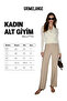 Velutto Women's Soft Textured Woven Fabric High Waist Beige Trousers - 6