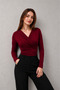 NEW PRODUCT Women's Double-Breasted V-Neck Sandy Long Sleeve Elegant Blouse 11 - 3