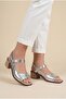 Women's Large Size Women's Heel Sandals Genuine Leather 41-42-43-44-45-Silver