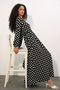 1525 Women's Long Knitted Polka Dot Dress - P. Black - 2