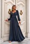 Sandy Stretch Fabric Shoulder Front Gather Detailed Evening Dress 582672 Smoked - 3