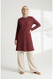 Bubble Fabric Relaxed Fit Tunic 0506-01 Claret Red