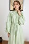 Fisto Detailed Balloon Sleeve Cotton Dress Mi̇nt 9427-E - 5