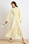 Scalloped Detailed Balloon Sleeve Cotton Dress Yellow 9427-E - 5