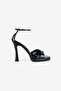Women's Black Patent Leather Platform Heeled Shoes