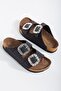 New Season Stone Buckle Slippers Double Buckle Black Color - 4