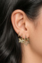 Gold Color Zircon Stone Double Star Detailed 3-Piece Hoop Earring Set - 2
