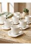 Maisone Set of 6 Plain Striped Simple and Stylish Embossed White Porcelain Coffee Cups – 100 ml - 3