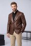 Derije Diego Genuine Leather Brown Men's Blazer Jacket - 2