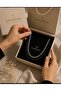 Natural Stone Necklace; Black Onyx and Silver Color Steel Chain - 7