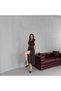 Brown Double-Breasted Collared Sleeveless Buttoned Midi Dress - 3