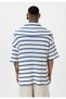 Oversize Striped Zippered Collar Knitwear T-Shirt - 5
