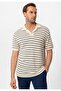 Apaş collar striped knitted men's t-shirt - 5